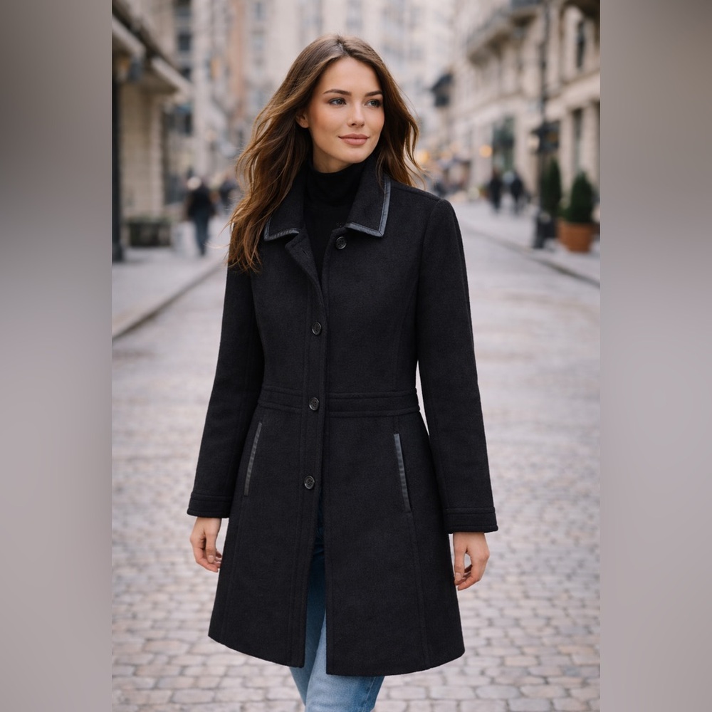 🖤 Authentic Coach Black Wool Blend Coat – Women’s Size Small – Like New